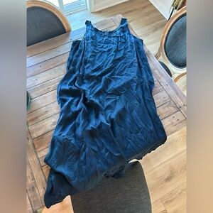 Eileen Fisher Missy Cupro Navy Blue Tank Midi Dress M